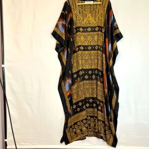 Sante Classic Womens Mumu Kaftan Maxi Dress One Size Summer Vacation 1970’s Boho